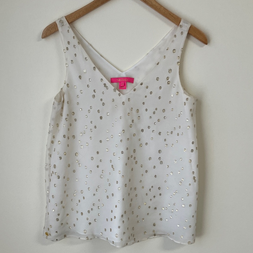Lilly Pulitzer White and Gold Blouse
